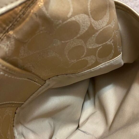 Coach Gold Studded Lurex Signature Flap Duffie bag #12852 - Picture 3 of 10